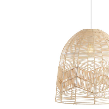 Sofia 17.5" Farmhouse Coastal Rattan 180" Cord Plug-In or Hardwired LED Pendant - JONATHAN Y